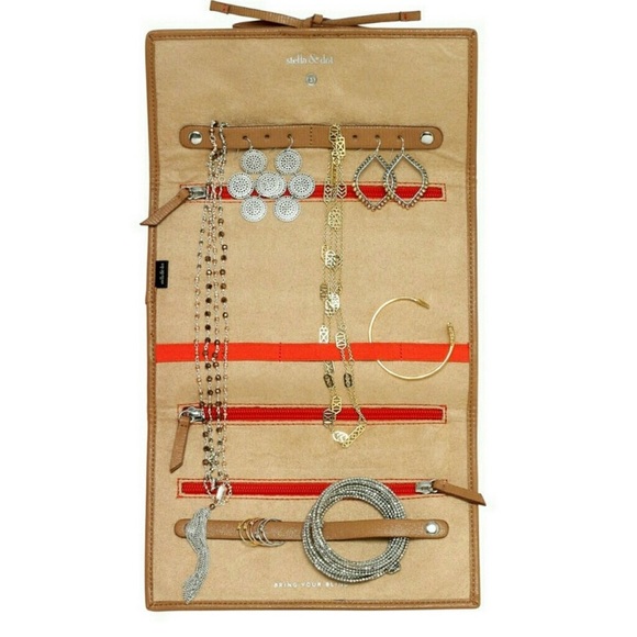 Red & Tan Stella & Dot Travel Jewelry Case - Picture 13 of 13